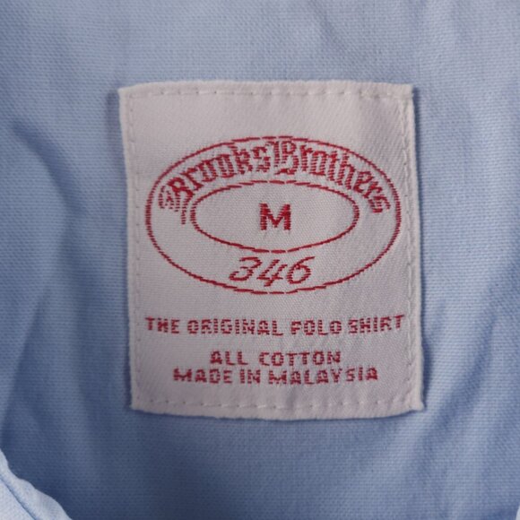 Brooks Brothers Medium Cotton Button-Down Blue Shirt Pocket Long Sleeve Mens - Picture 9 of 16